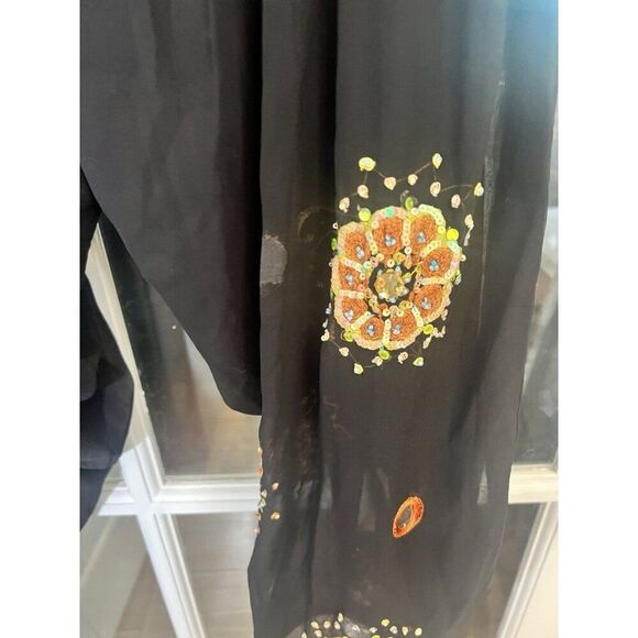 Black Sequined Lagenlook Harem Drop Crutch Slouchy Pants Size 6 - 8.     Mm - Picture 3 of 9